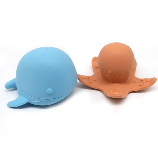 Silicone Whale and Octopus Bath Squirt Toys Play Set