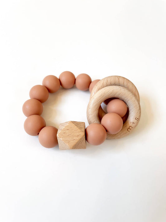 Geo Teether- Silicone and Beech Wood