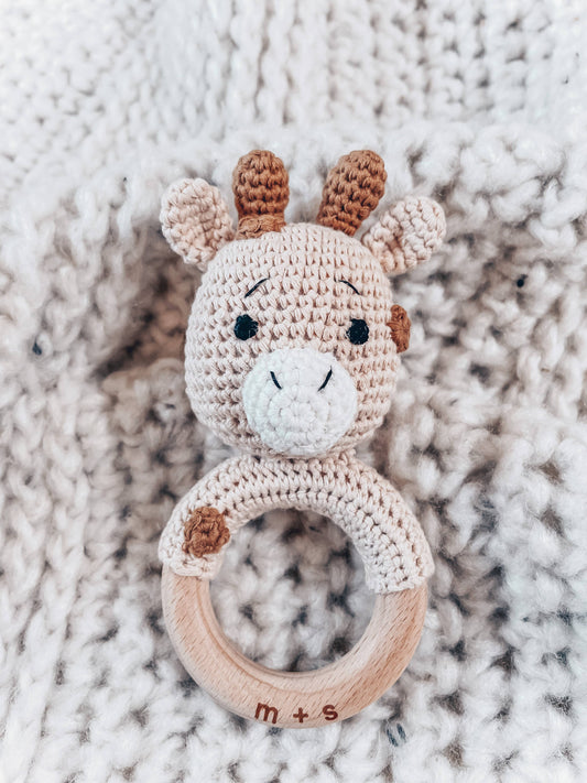 Giraffe Hand Crochet Rattle